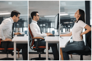 Sitting Too Much: How This Daily Habit Shortens Lifespan 4 Man leaning forward with poor sitting posture while working on a computer